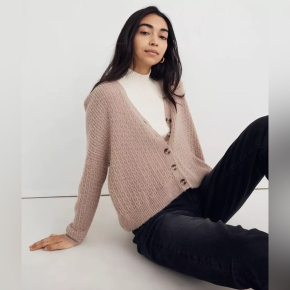 Madewell Mayfair Cardigan in Heather Blush - XS - Button Down - Picture 3 of 6